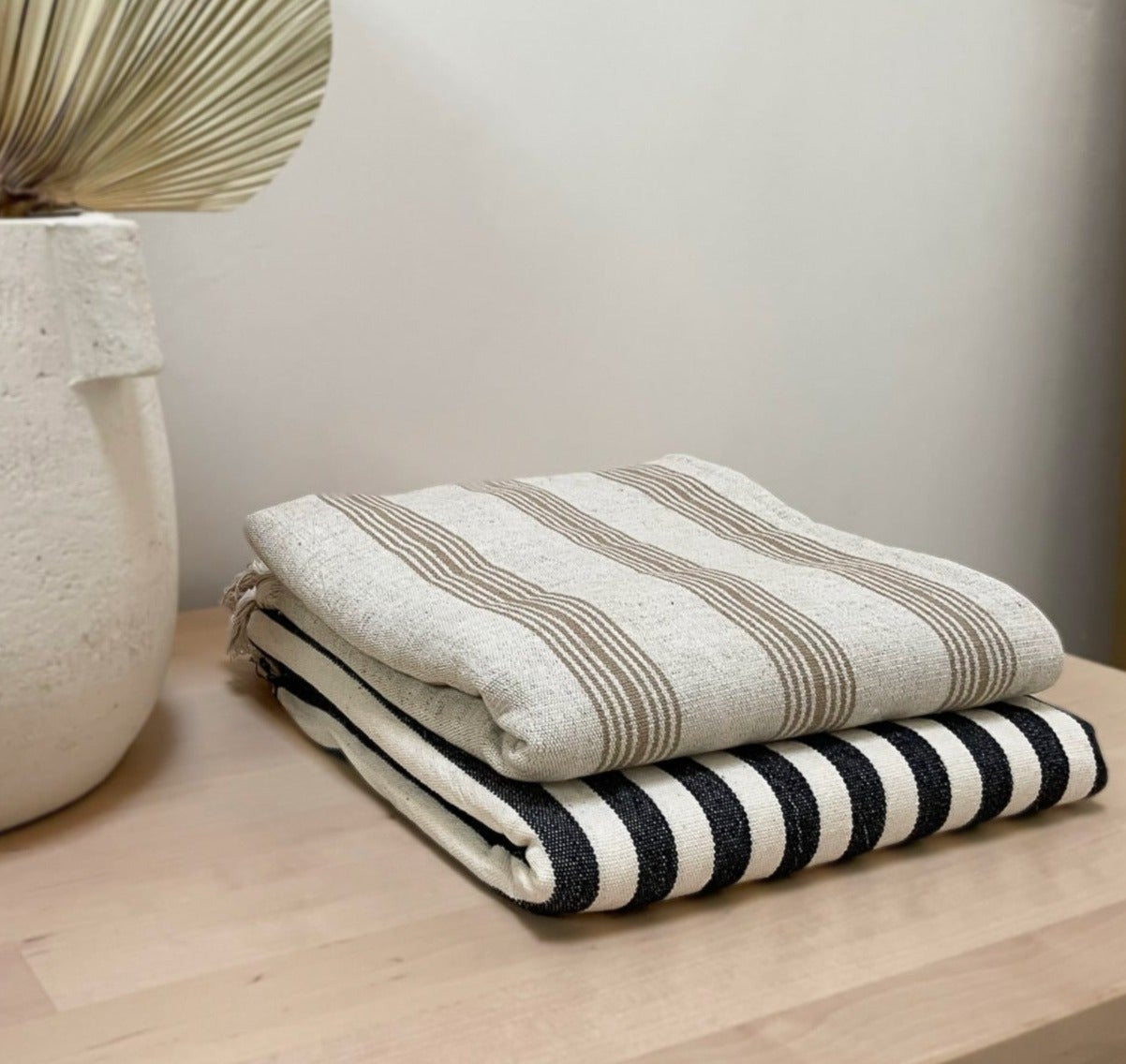 Folded handwoven Turkish towels.
