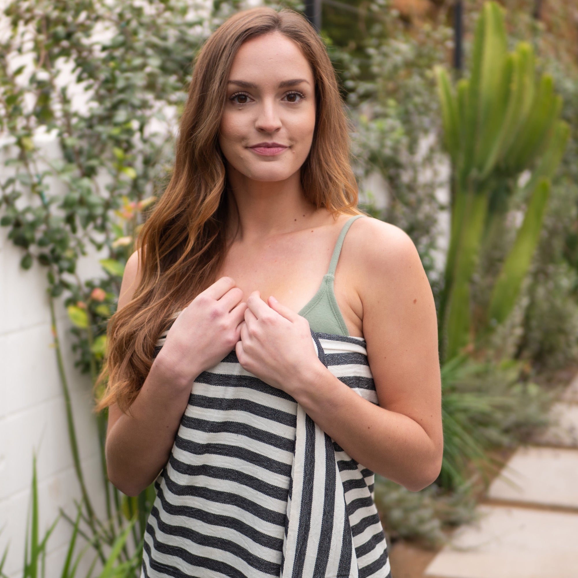 Turkish towel as a beach cover up.