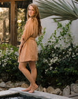 Lightweight, desert sand colored vacation kimono.