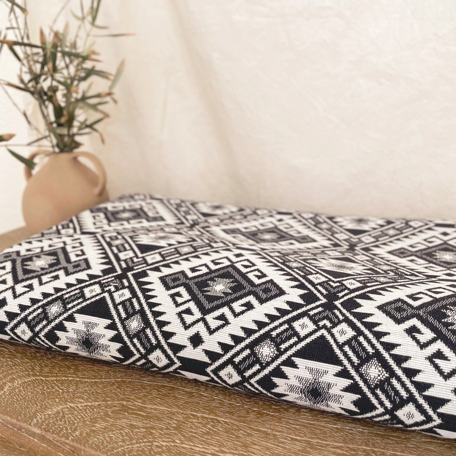 Kilim handwoven cotton blanket, bedcover in black.