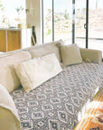 Kilim pattern cotton blanket as a sofa cover.