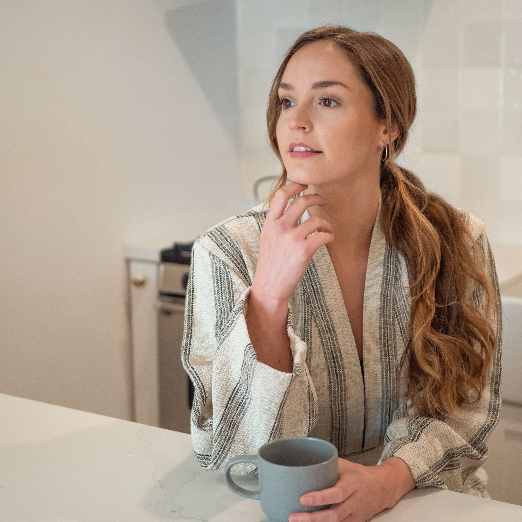 Handcrafted premium cotton linen blend unisex robe.