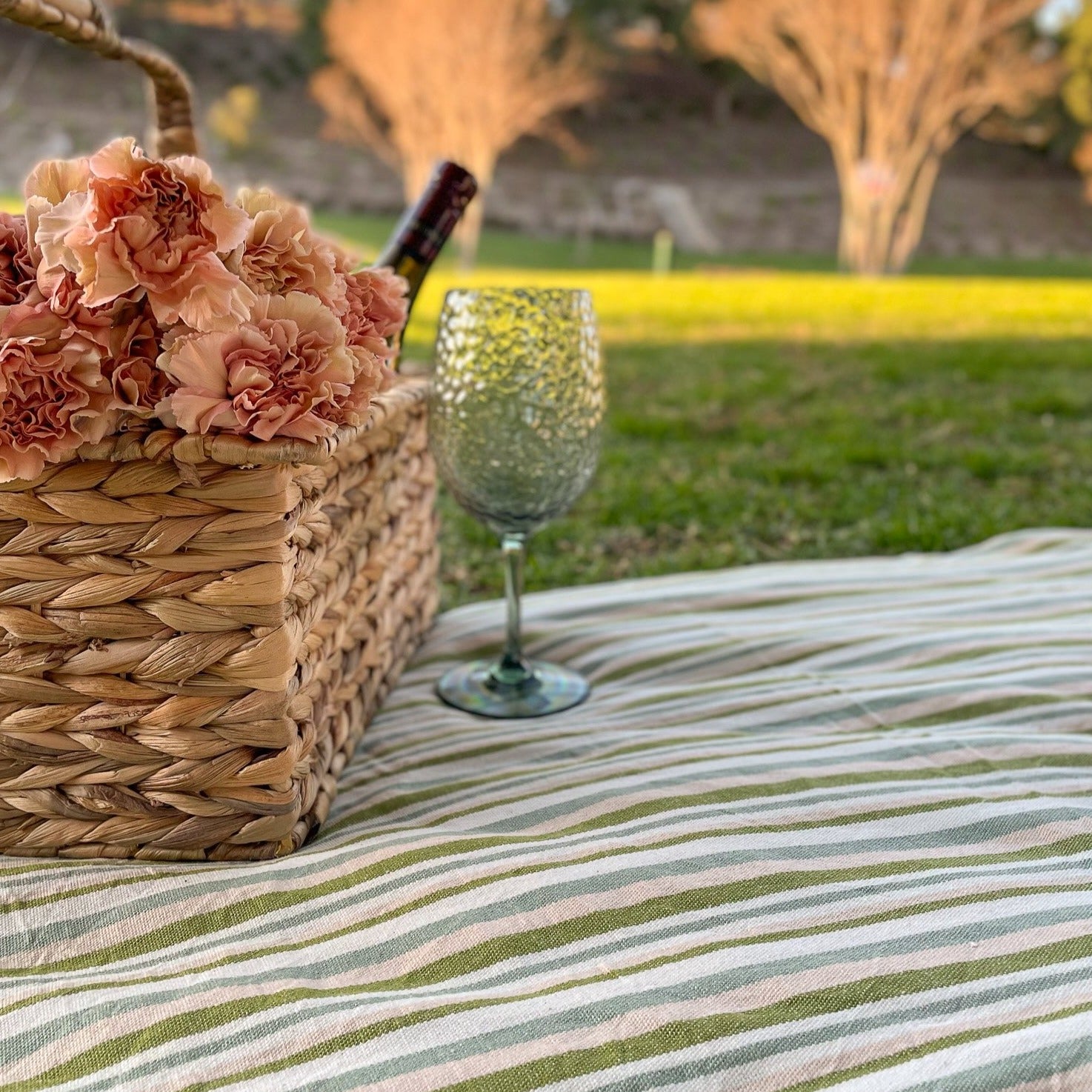 Turkish towel as a picnic blanket.