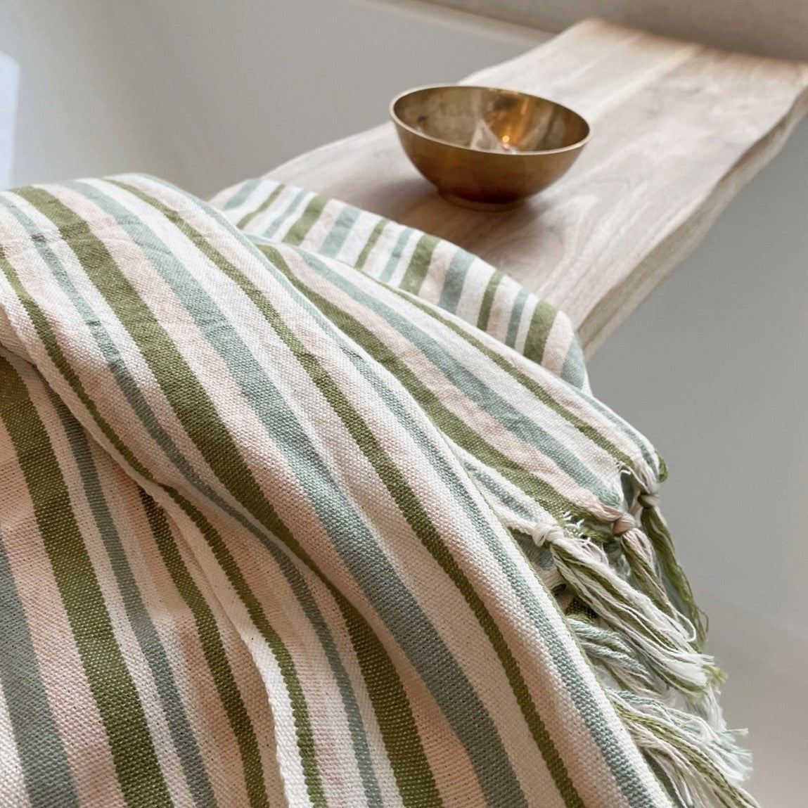 Olivia handwoven towel as a bath towel.