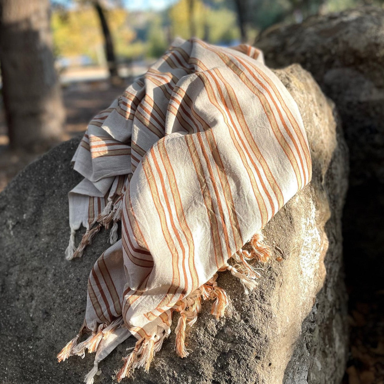 Handwoven cotton Turkish towel.