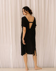 Black, soft cotton Asya dress.