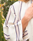 Turkish cotton handwoven kimono with three quarter sleeves.