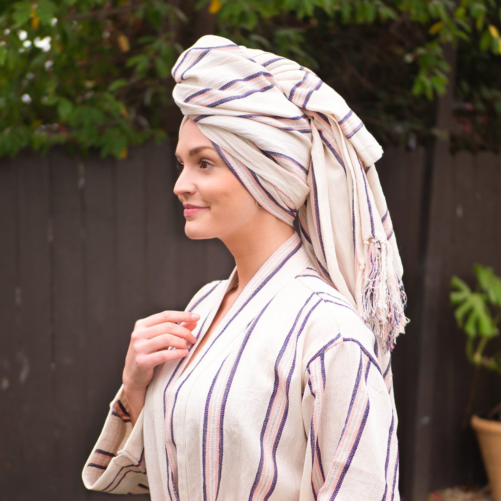 Premium soft Turkish cotton kimono towel set.
