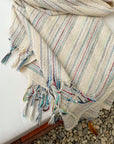 Handwoven raw cotton Turkish towel throw.